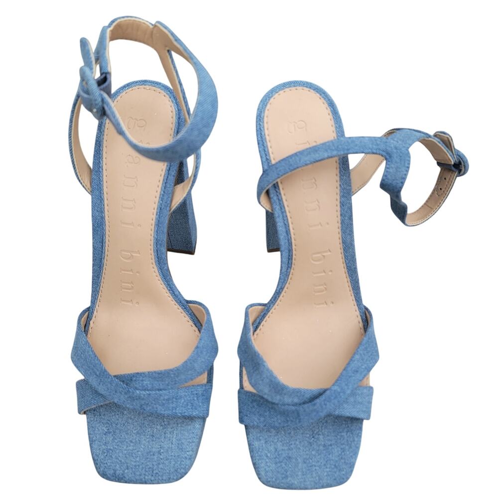 Gianni Bini Hartliye Denim Knot Ankle Strap Platform Sandals Size 9.5 - Picture 3 of 11